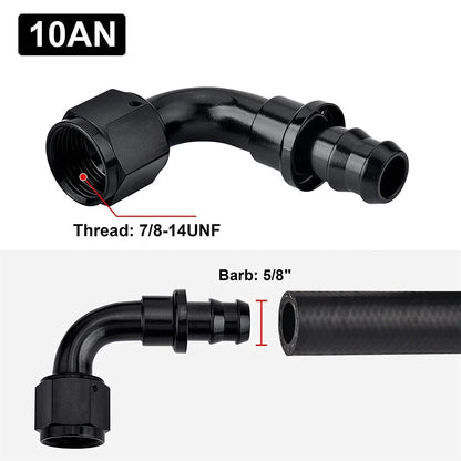 12AN 180° Push-On Hose Fitting Adapter for Oil Fuel Water Air (—)