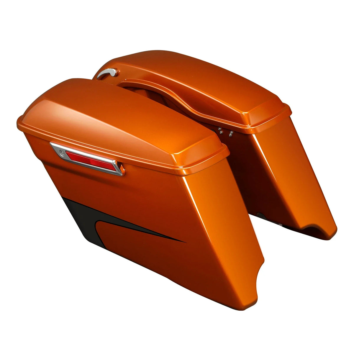 4" Hard Saddlebags for Harley Touring Glide (2014–2024) Scorched Orange/Black Denim