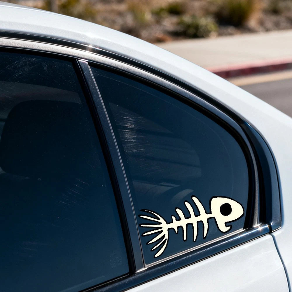 Fishbone Sticker for Laptop, Luggage, Refrigerator (Customizable)