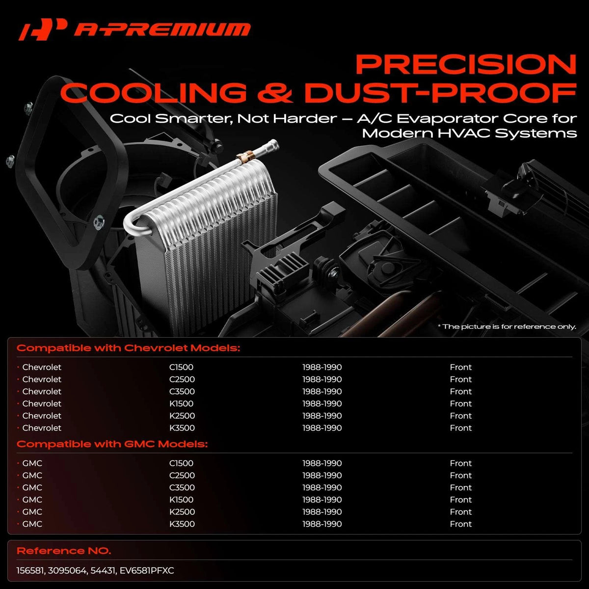 A/C Evaporator Core for Chevy GMC C1500 C2500 C3500 (EV6581PFXC, 3095064)