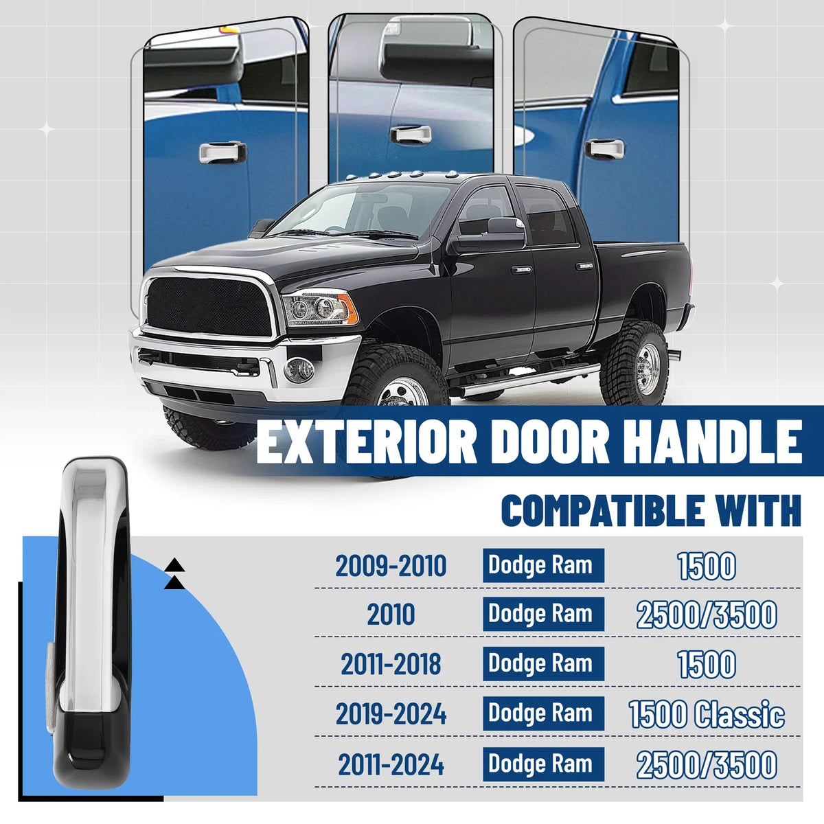 Set of 4 Exterior Door Handles for Dodge Ram 1500 (2009–2024)