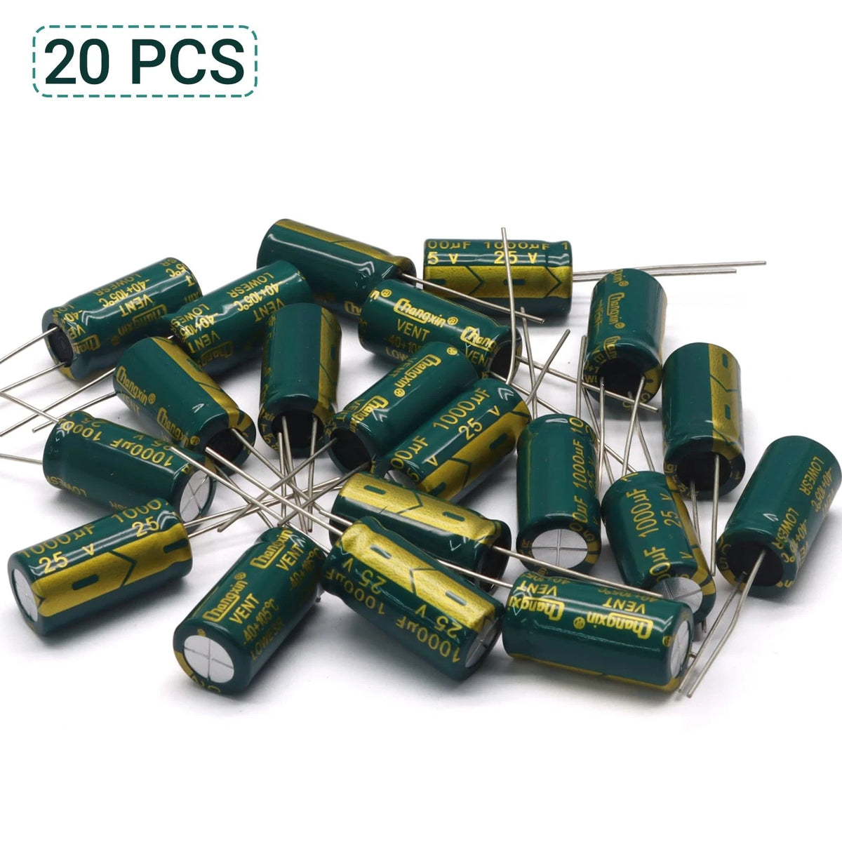 20Pcs 25V 1000uF Aluminum Electrolytic Capacitors 10x20MM