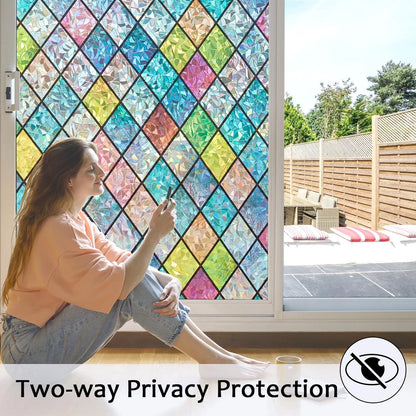 Privacy Window Film Static Cling Decorative Stained Glass Anti UV 17.5"
