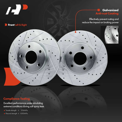 Set of 8 Front Drilled Brake Rotors, Pads & Calipers for Ford Focus (2013–2018)