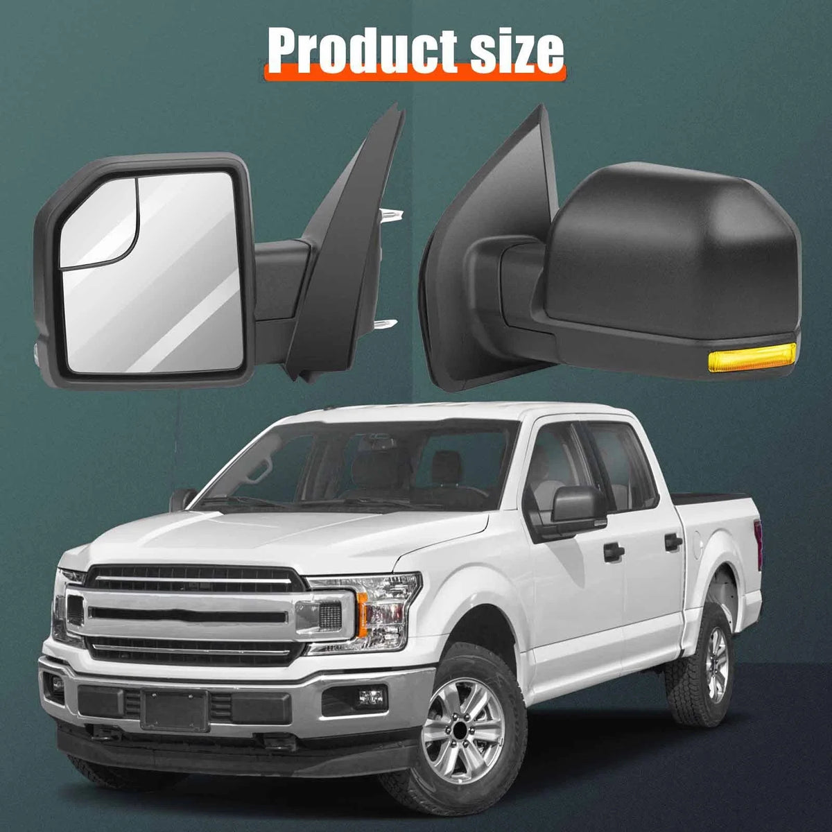 Power Heated Turn Signal Tow Side Mirrors Pair for Ford F-150 (2015–2020)