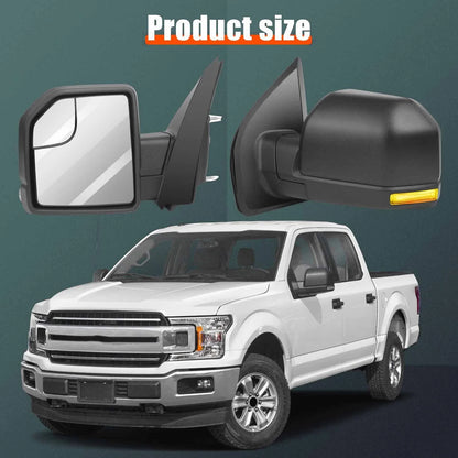 Power Heated Turn Signal Tow Side Mirrors Pair for Ford F-150 (2015–2020)