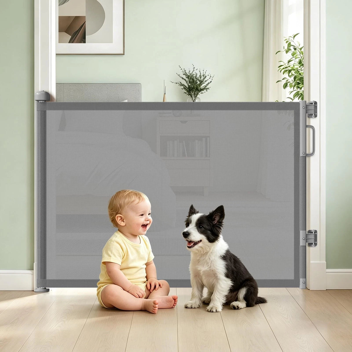 Retractable Baby Gate for Stairs & Doorways (34" Tall x 55" Wide)