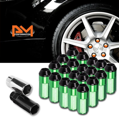 Set of 20 Green Aluminum Wheel Lug Nuts M12X1.5 23mm OD 53mm Tall