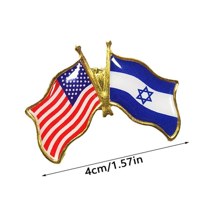 50x Support Israel USA Crossed Friendship Flag Lapel Pin