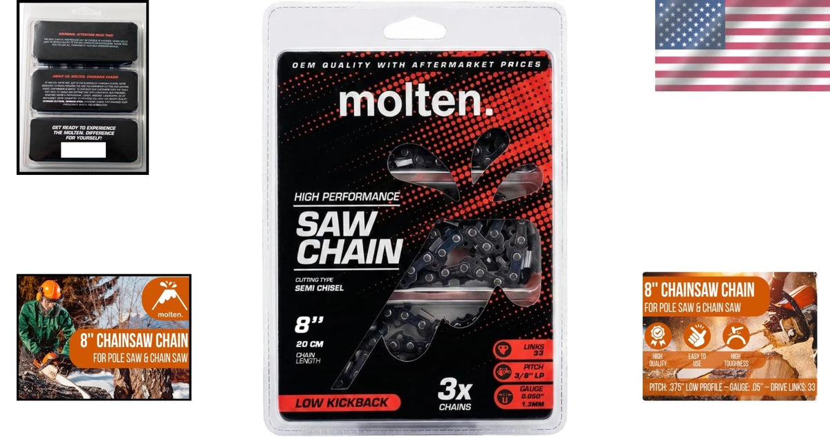 8-Inch Chainsaw Chain for Portland & Greenworks Saws (No Part Numbers)