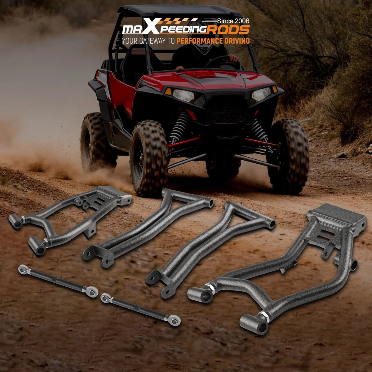 1.5" Rear Offset Upper Lower A-Arms for Polaris RZR S 800 / 4 800 (2009–2014)