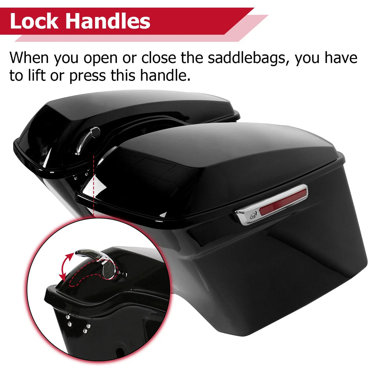 5" Stretched Extended Saddle Bags for Harley Davidson Touring Road Glide (1993–2013)