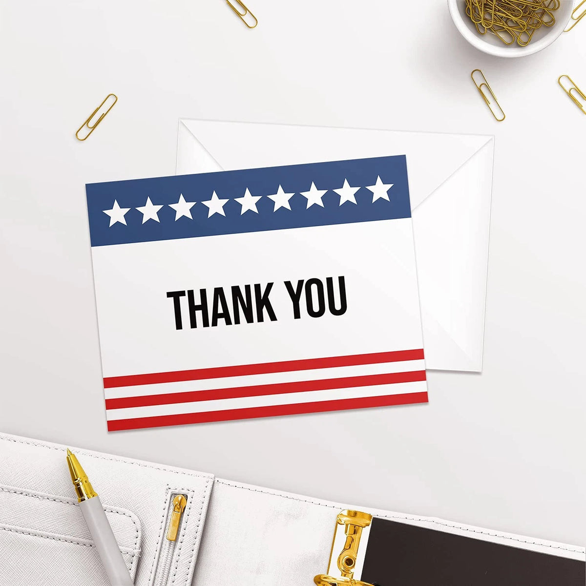 Set of 125 Patriotic Thank You Greeting Cards