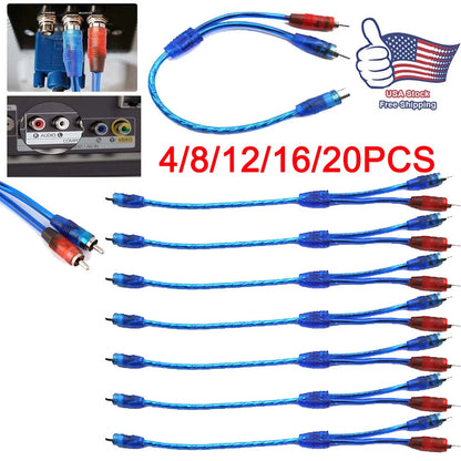 Set of 4 RCA Y Splitter Audio Jack Cables for Universal Use