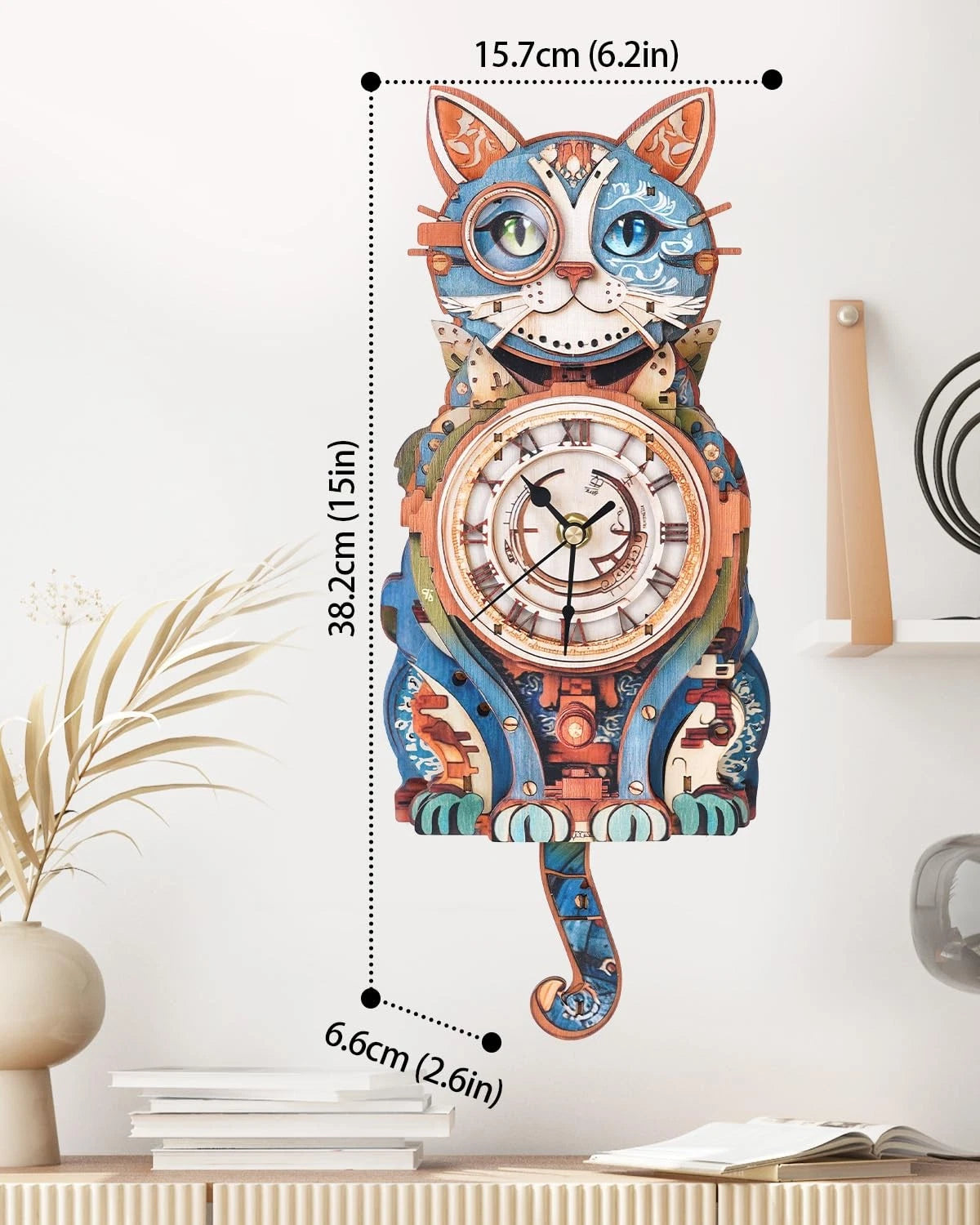 3D Wooden Puzzle for Detective Cat (8.27" × 2.60" × 16.93")
