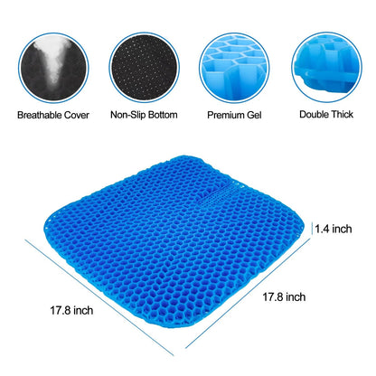 Large Gel Seat Cushion for Long Sitting with Non-Slip Cover