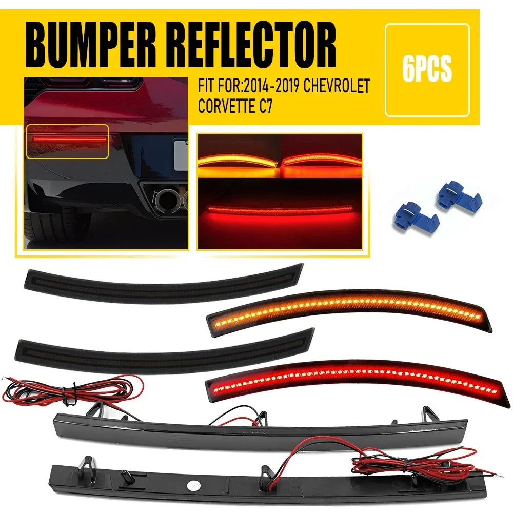 6X Bumper Side Marker Light Reflector for Chevrolet Corvette C7 (2014–2019)