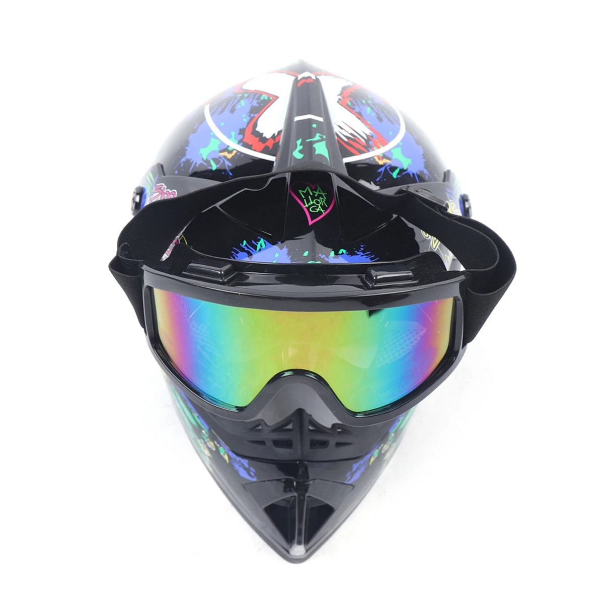 DOT Motorcycle Helmet Set with Goggles and Gloves for Motocross MX ATV