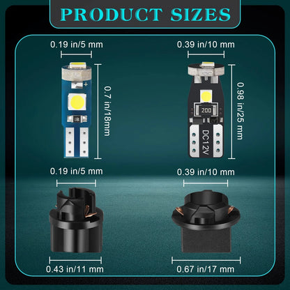 Set of 40 LED Bulbs with Sockets for Automotive (Non Polarity, White)