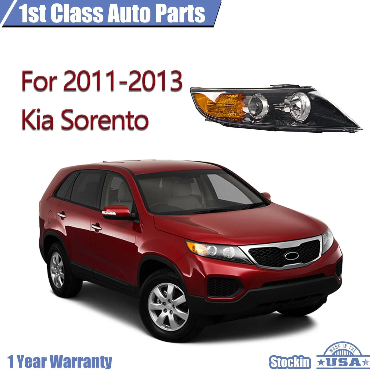 Headlight Assembly for Kia Sorento (2011–2013) Right Clear Lens KI2503143