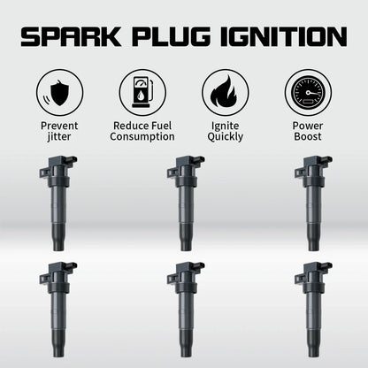 Set of 6 Ignition Coils for Hyundai Santa Fe Sonata Sorento (2001–2010) UF546