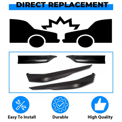 Set of 2 Matte Black Front and Rear Bumper Spoilers for Honda Accord (2013–2015)