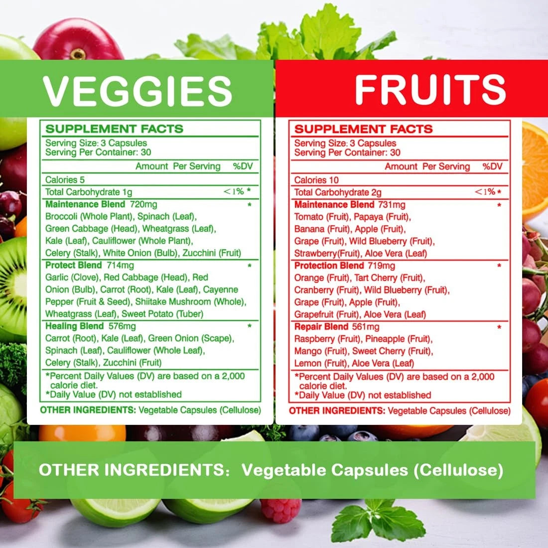Whole Fruit and Veggies Supplement for Various Uses (Pack of 180)