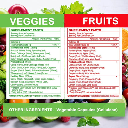 Whole Fruit and Veggies Supplement for Various Uses (Pack of 180)