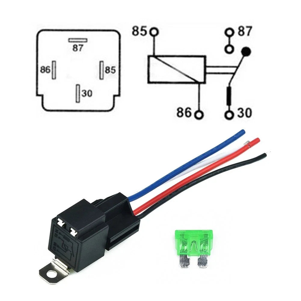 30A Relay for Automotive Fused Pin 12V SPST Socket (Universal)