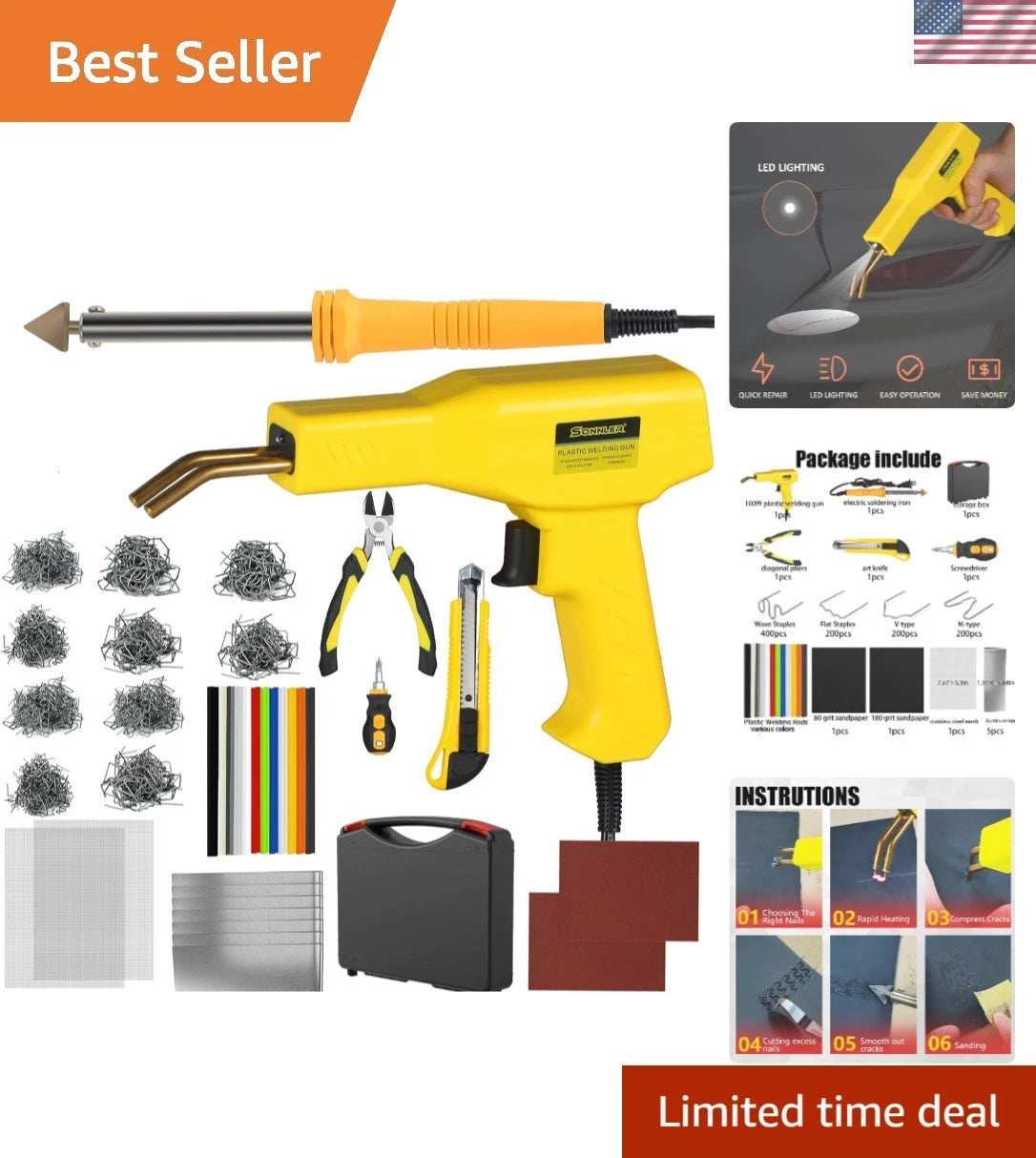 100W Hot Stapler Kit for Professional Plastic Repairs