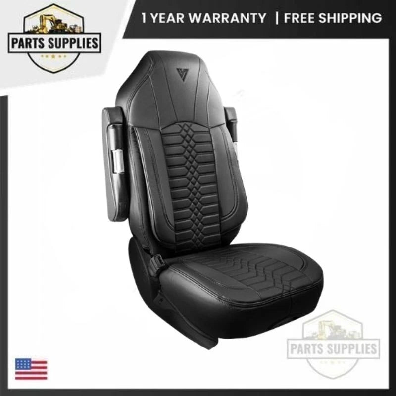 Black Leather Seat Cover for Kenworth T680 T880 W990 (2015–2023)