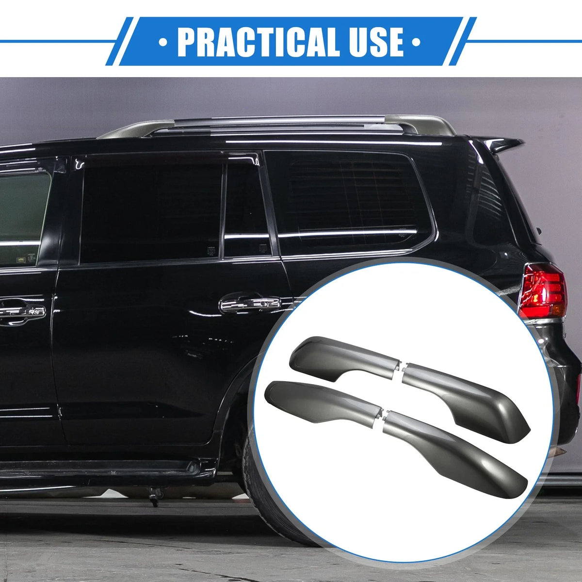 Set of 4 Roof Rack Side Rails End Cover Shells for Lexus LX570 (2008–2015) Gray