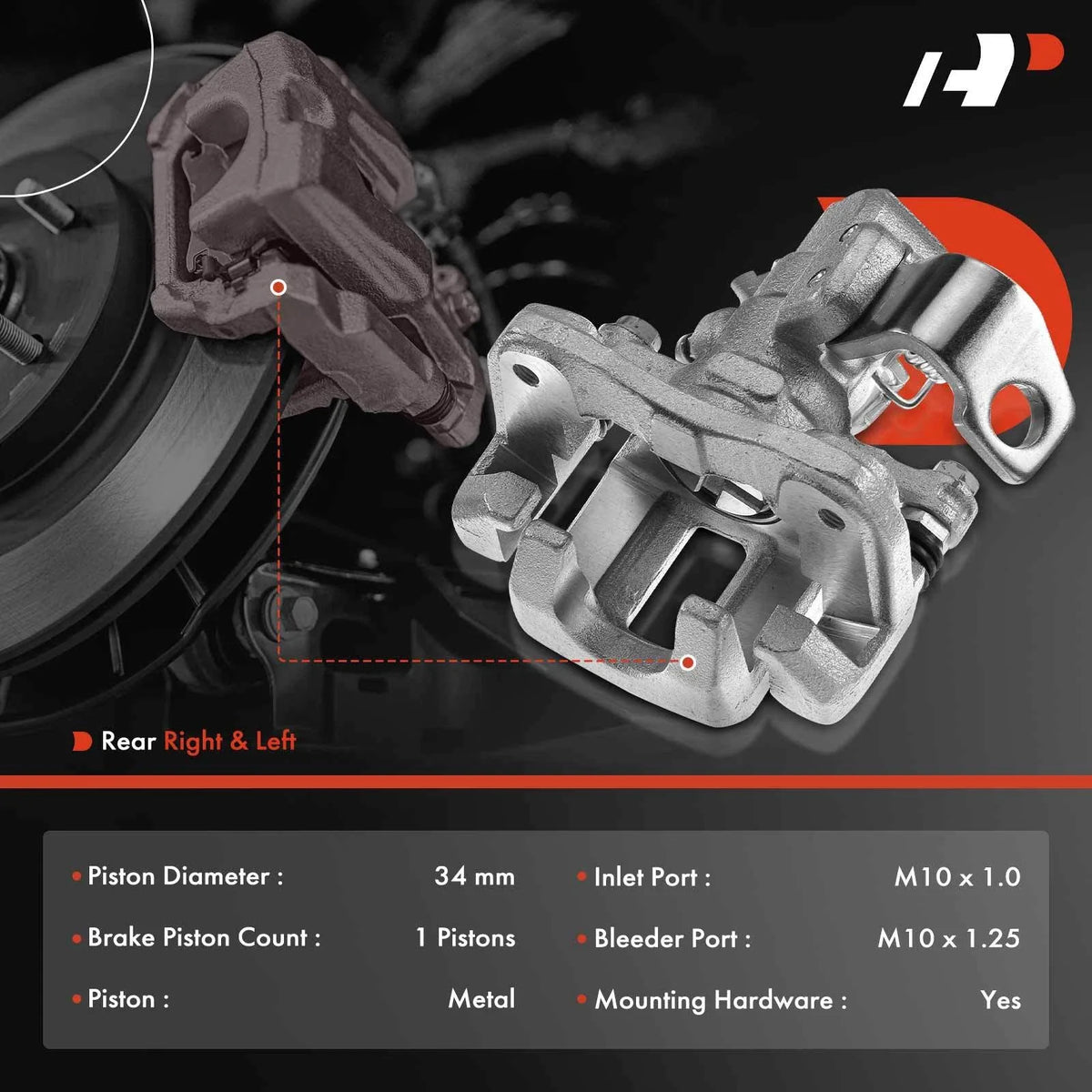 Pair Rear Brake Calipers for Honda Civic (2006–2015) Acura ILX