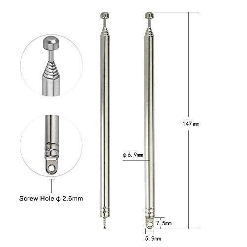 8pc Telescopic Aerial Antenna for TV Radio AM/FM (14-74cm)