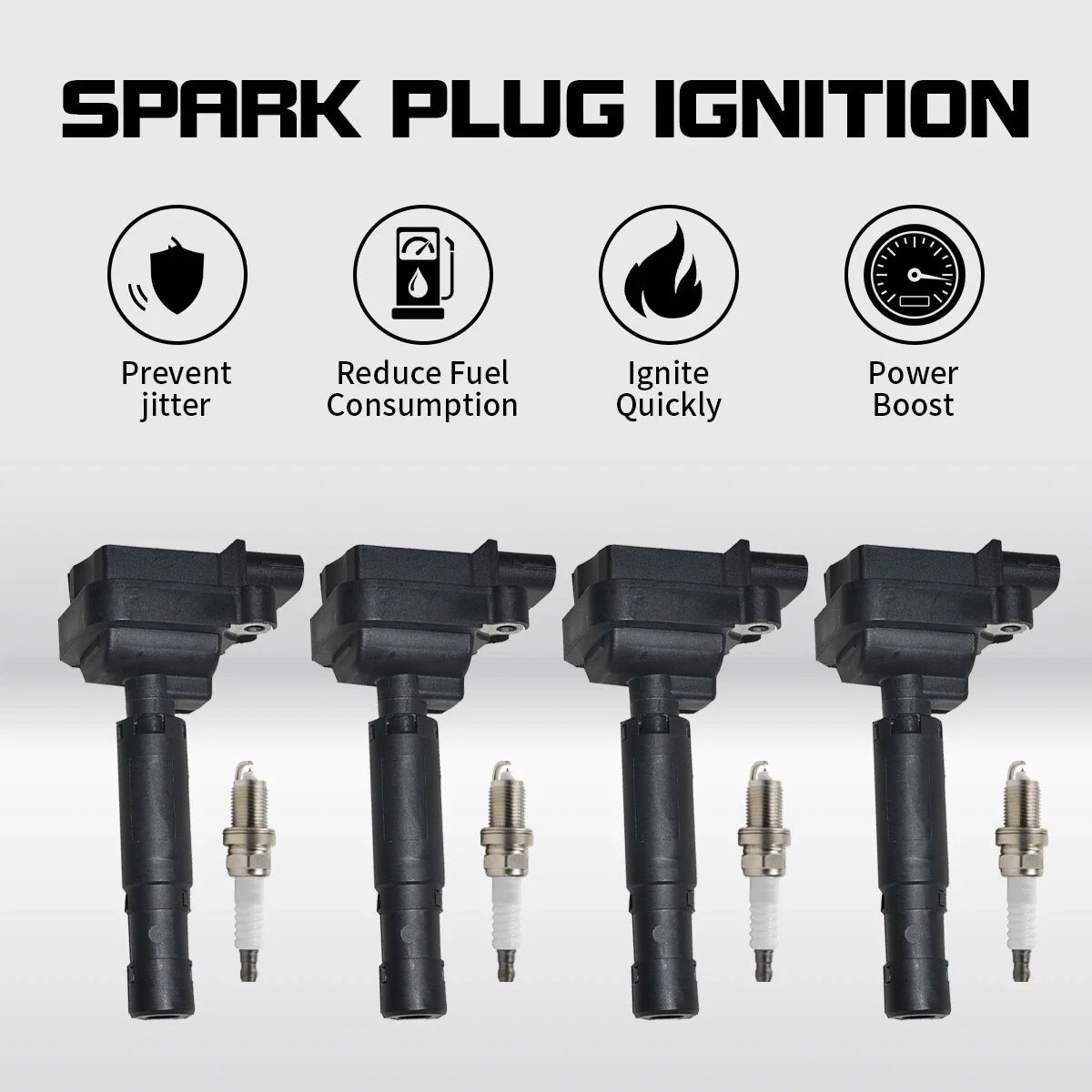 4X Ignition Coil + 4X Spark Plugs for Mercedes-Benz C250 SLK250 (2012–2015) UF658