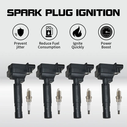 4X Ignition Coil + 4X Spark Plugs for Mercedes-Benz C250 SLK250 (2012–2015) UF658