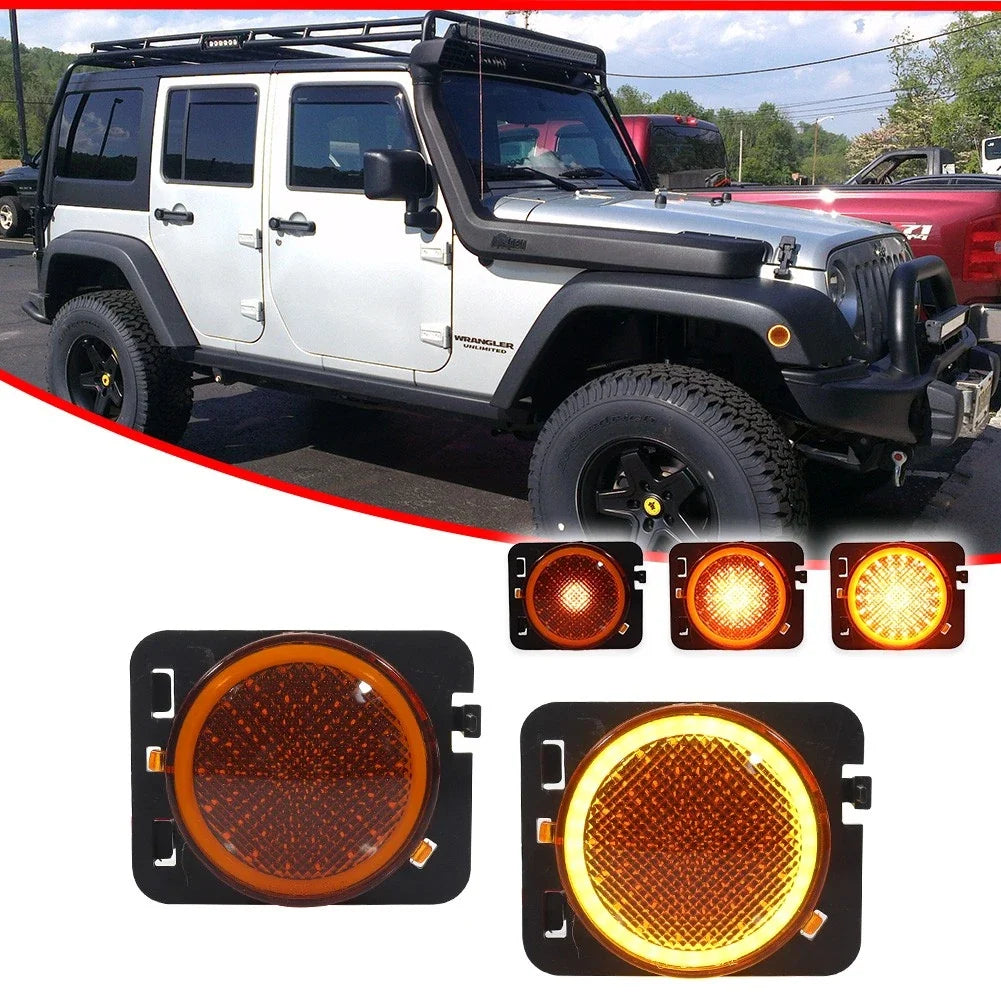 Amber Halo Ring LED Signal Lights for Jeep Wrangler JK (2007–2018)