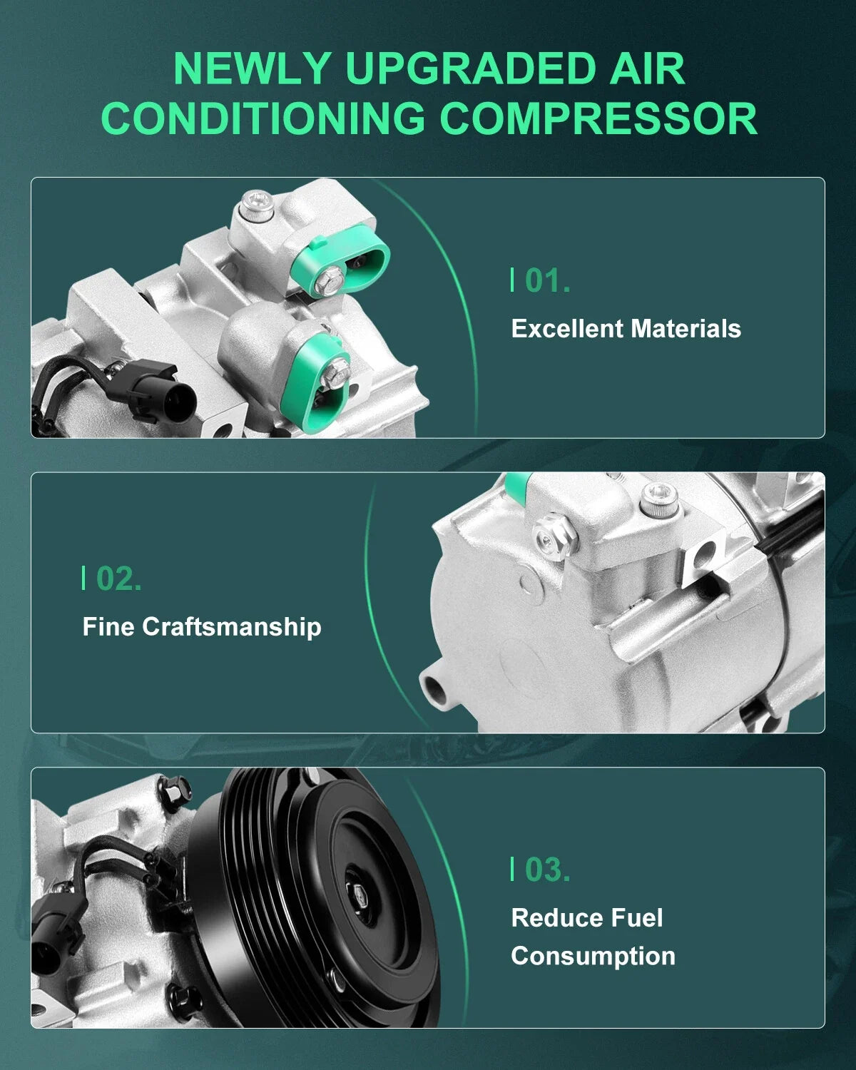 A/C Compressor for Kia Optima, Hyundai Santa Fe 2.4L (2001–2006)