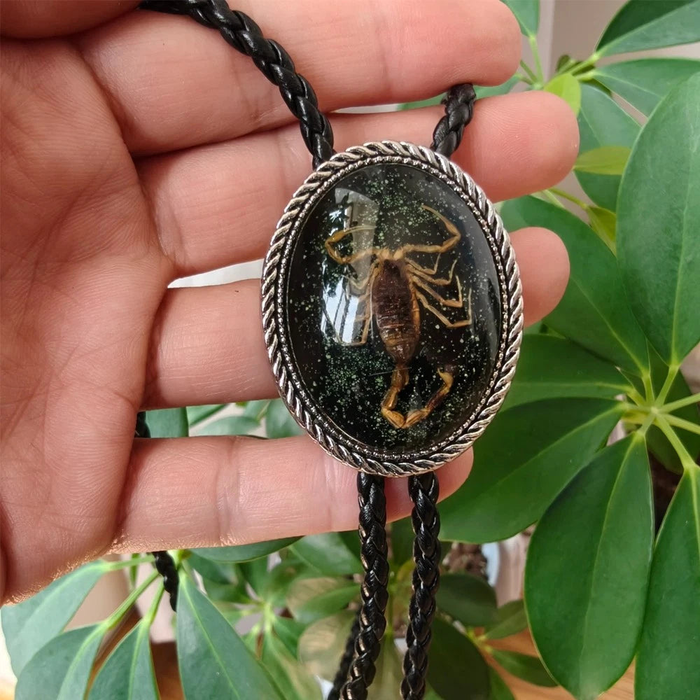 Black Scorpion Bolo Tie for Western Gothic Weddings