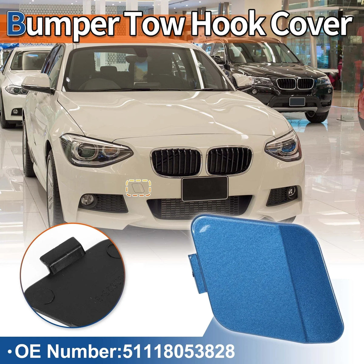 Tow Hook Cover for BMW (2012–2019) No. 51118053828 Estoril Blue Metallic