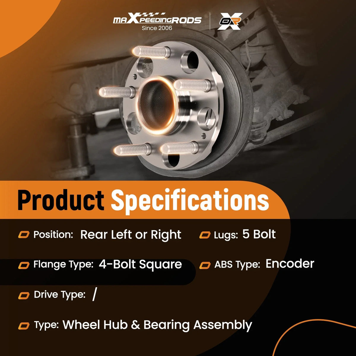 5 Bolt Rear Wheel Hub Assembly for Honda Accord TLX (2013–2020)