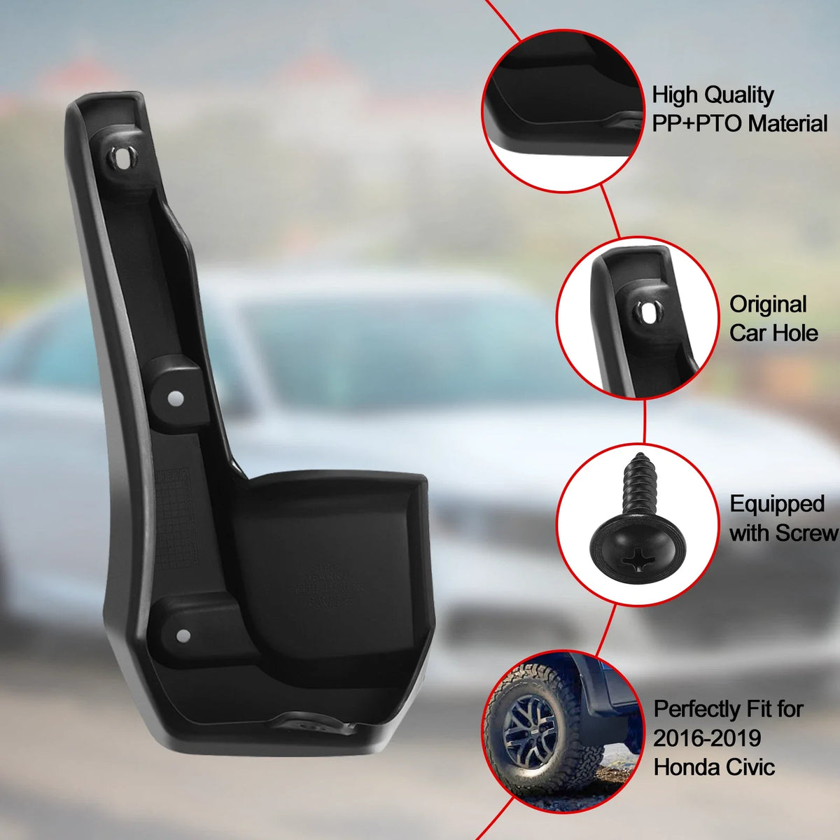 Set of 4 Splash Guards for Honda Civic Sedan (2016–2019)