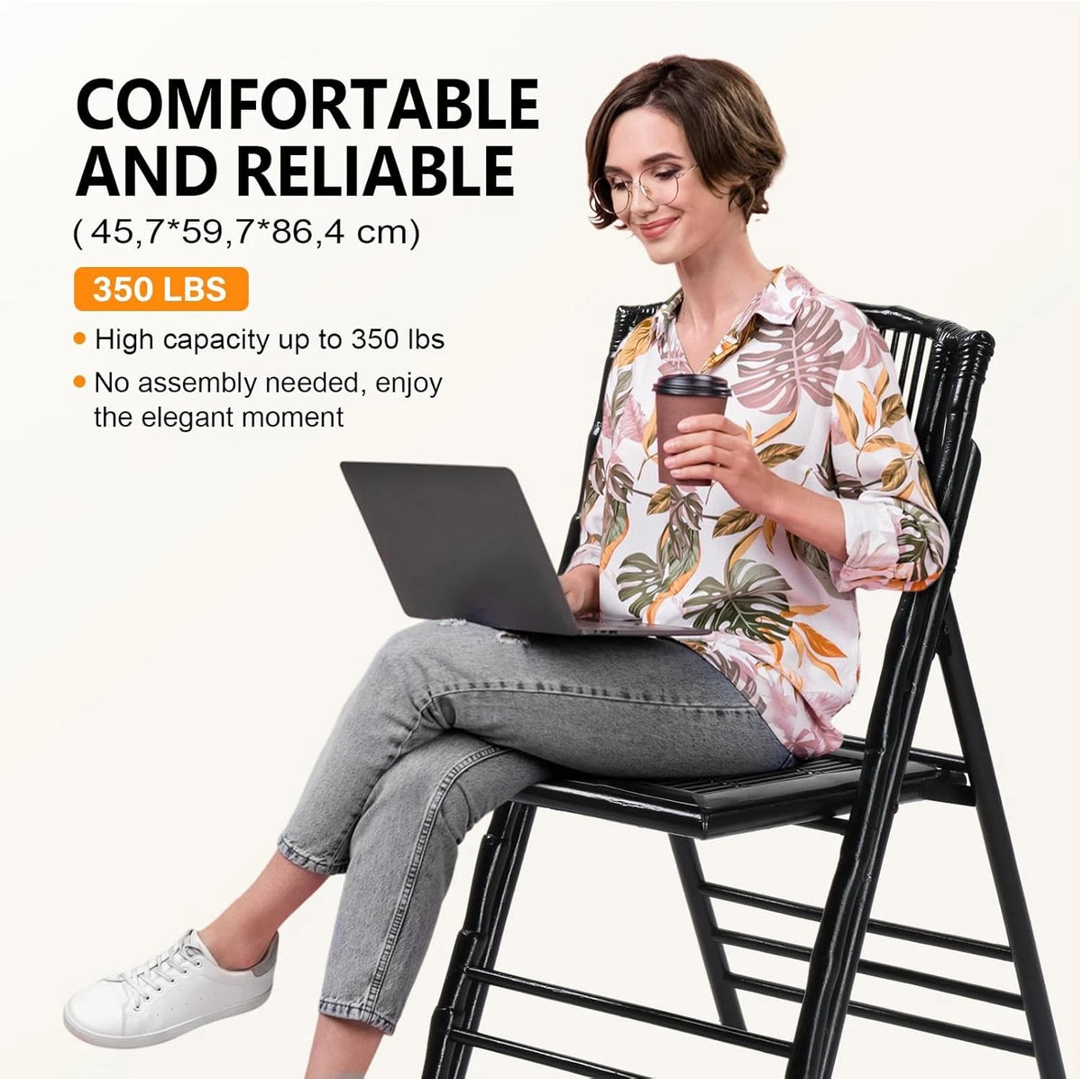 Set of 4 Portable Wooden Folding Chairs for In/Outdoor Use