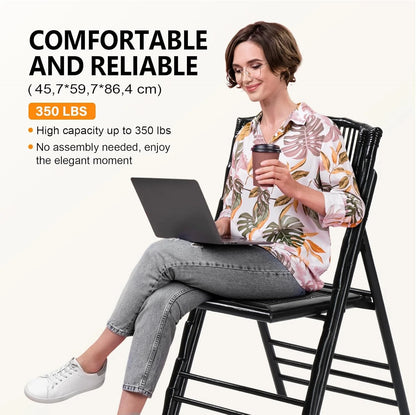 Set of 4 Portable Wooden Folding Chairs for In/Outdoor Use