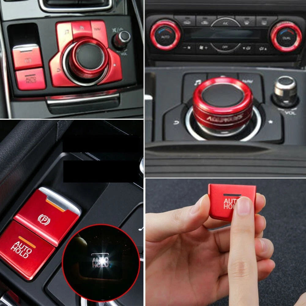 Set of 2 Button Cover Trims for Mazda 3 6 CX-5 Aluminum Alloy