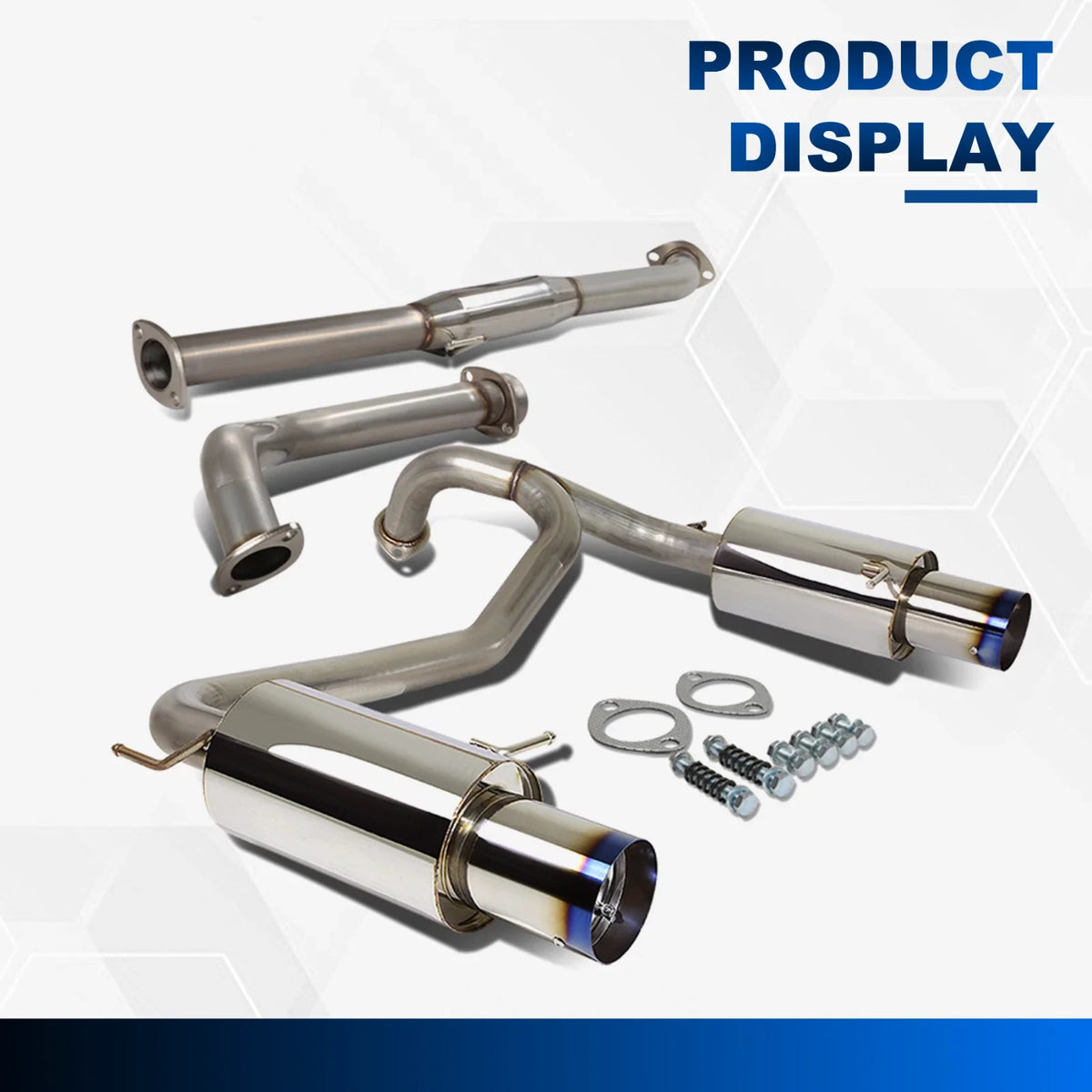 Catback Exhaust System for Hyundai Tiburon V6 2.7L (2003–2006) Dual 4" Tip