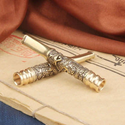 2X Brass Cigarette Holder Pipe for Collections