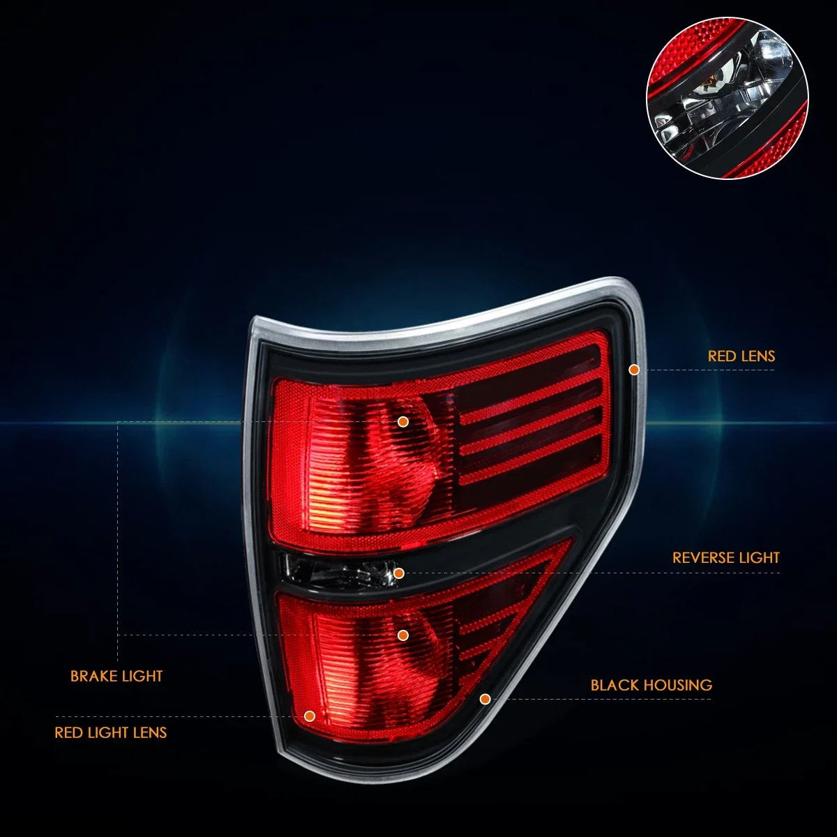 Right Side Red Lens Tail Brake Light Reverse Lamp for Ford F-150 (2009–2014)