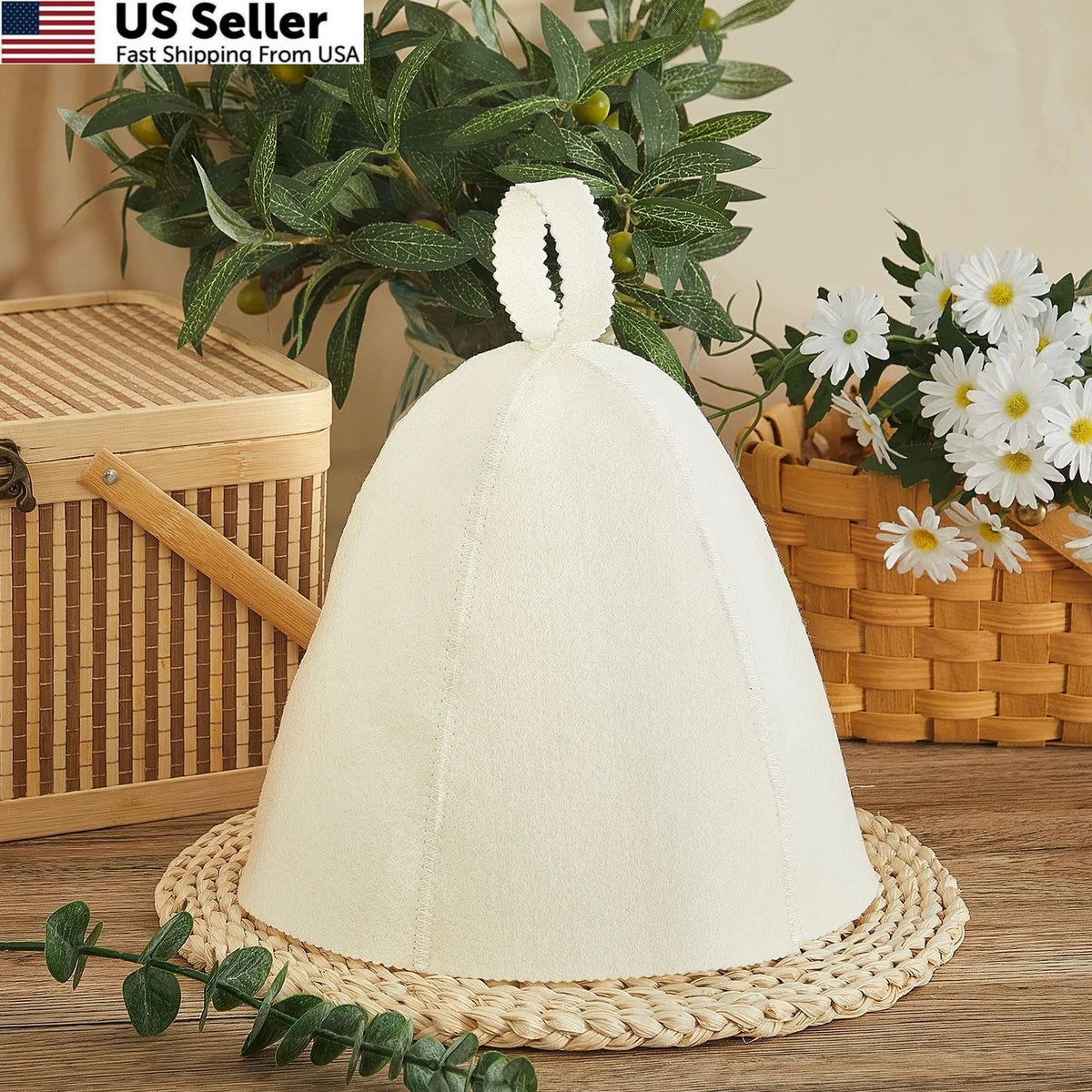 Sauna Hat for Men Women Vaporarium Cap (Gray, White)