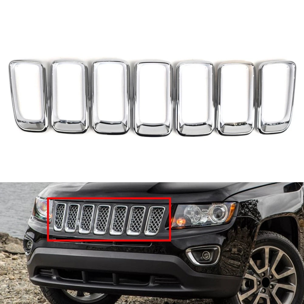 Chrome Front Grille Insert Cover for Jeep Compass (2011–2017)
